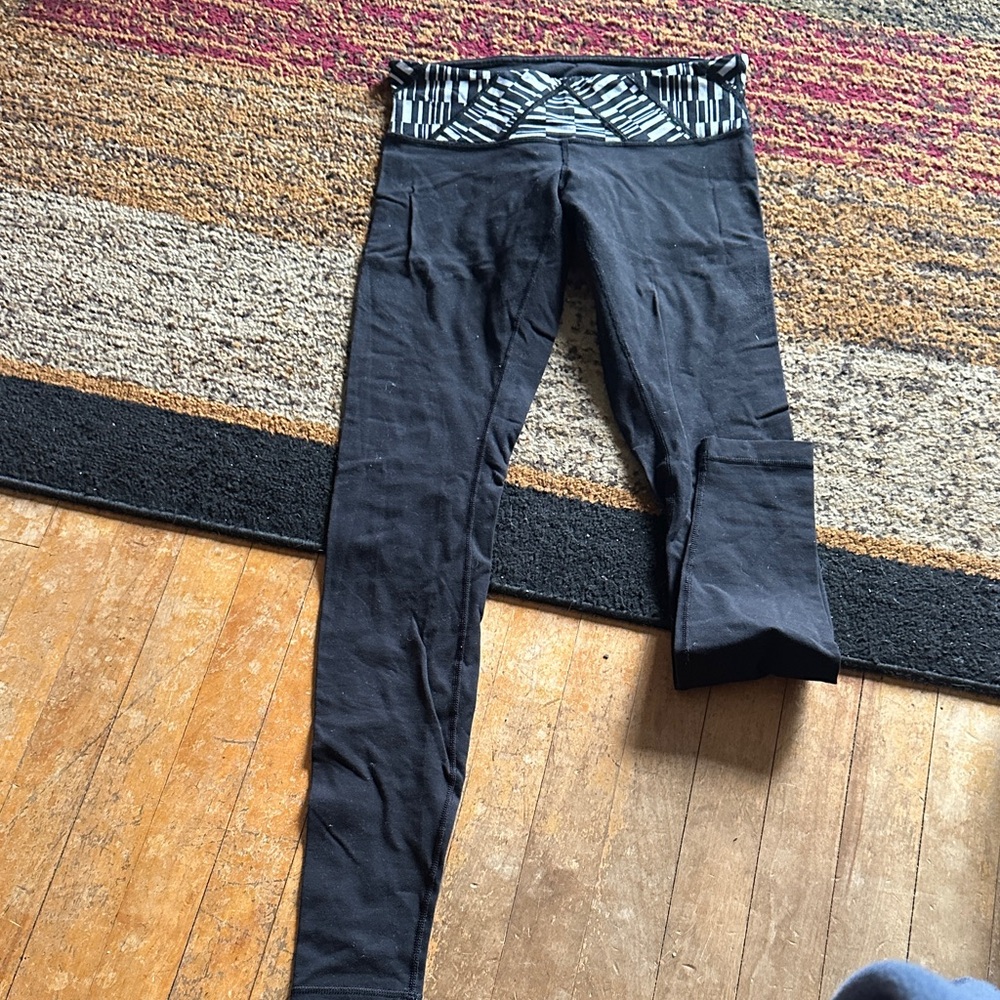 lululemon athletica Black Leggings with Patterned Waistband